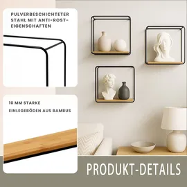 berlinlodge Wandregal Hängeregal 32 x 32 x 12 cm Schwarz
