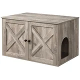 Songmics FEANDREA Katzentoilette,80x53x49,2cm,mit herausnehmbarem Trennwand greige - Grau