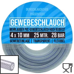 4 x 10 mm Gewebe Druckluft Universal Wasser Luft Kompressor Schlauch transparent...