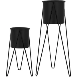 ML-Design Blumenständer 2er Set 27 x 27 cm Schwarz