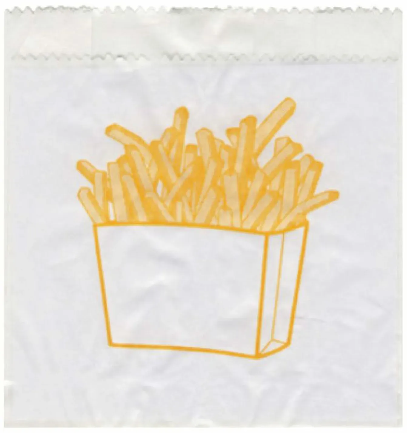 Pommes-Frites Beutel bedruckt, 100x50x110mm, mit Seitenfalten,  300 Stk.