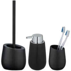 WENKO Bad-Accessoire-Set Mod. Badi Schwarz Keramik Badzubehör   