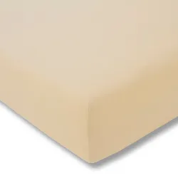 Bettlaken ESTELLA "Zwirnjersey", beige (natur), B:100cm L:200cm, Jersey-Elasthan, Obermaterial: 97% Baumwolle, 3% Elasthan, Laken, langlebig, temperaturausgleichend, Bettlaken, Spannbetttuch