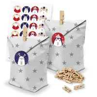 Itenga Adventskalender 24 x Tüten Sterne + Klammern +
