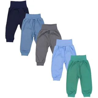 TupTam Pumphose Baby 5er Pack Unisex - Bequeme Baby Hose für Jungen und Mädchen aus Baumwolle, Farbe: Dunkelgrün Jeans Blau Dunkelblau Graphite, Größe: 56 - 56