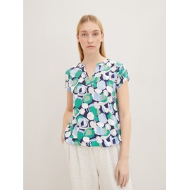 TOM TAILOR Damen Kurzarm-Bluse mit Muster , green flower design, 36