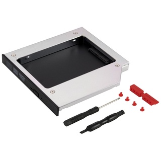 Poppstar Festplatten-Einbaurahmen Notebook Laufwerksrahmen/Laufwerksschacht für SSD/HDD, Höhe 12,7mm für 2,5" SSD/HDDs 7mm - 12,5mm, schraubenlose Montage