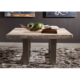 MASSIVMOEBEL24.DE Couchtisch Akazie Beige 90 x 90 x 45 cm
