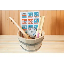 Saunaaufgussset KARIBU "Zubehörset CLASSIC", beige (natur), Aufguss-Sets, inkl. 2 Kopfstützen