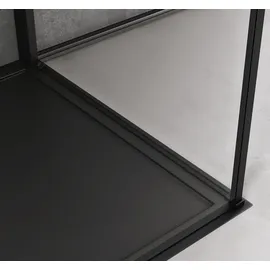 SoGood doporro Eck-Duschkabine 75x90x195cm Eckdusche in schwarz mit Hebe- und Senkmechanismus ESG-Sicherheitsglas Klarglas inkl. beidseitiger Easy-Clean-Beschichtung Ravenna36-plus