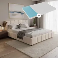 Juskys Polsterbett Florenz mit Matratze - Bubble Design, gepolstertes