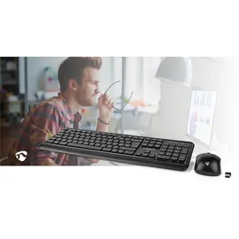 Nedis Maus und Tastatur-Set | Wireless | Maus- und Tastaturverbindung: USB | 800/1200 / 1600 dpi | Einstellbar DPI | ND-Layout