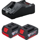 Bosch Starter Set 2x GBA 18 V / 4 Ah / 4000 mAh Li-Ion Akku ( 2x 1600Z00038 ) + GAL 18V-160 Professional Ladegerät ( 1600A02T5G )