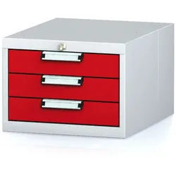 Hängecontainer mit drei Schubladen, grau/rot