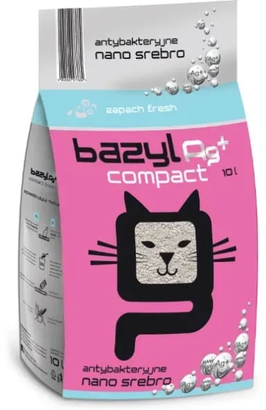 BAZYL Ag+ Compact Fresh 10 L Bentonit-Katzenstreu mit Nanosilber Frischeduft