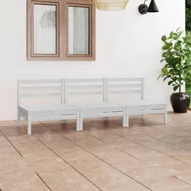 vidaXL Garten-Lounge-Set 3-tlg. weiß Kiefer