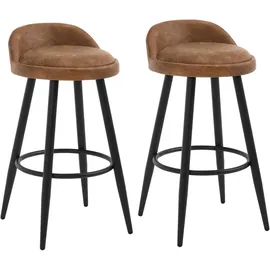 Woltu Barhocker 2er Set rund gepolstert 2 x 2 x 2 cm Braun