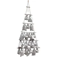 Frau WUNDERVoll® DIY Adventskalender Weihnachtsbaum grau, weiße Sterne, Ziffern weiß Höhe ca 110 cm / Holz Leiterbaum Adventskalender Weihnacht... - Grau