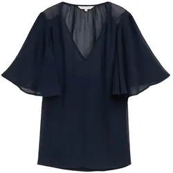 TOM TAILOR Damen Chiffon Bluse, blau, Uni, Gr. 36