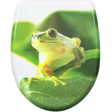 eSituro Toilettendeckel, WC Sitz mit Absenkautomatik, Klodeckel mit Schnellverschluss, 360° verstellbaren Scharnieren, Klobrille aus Duroplast, Grün mit Froschdruck