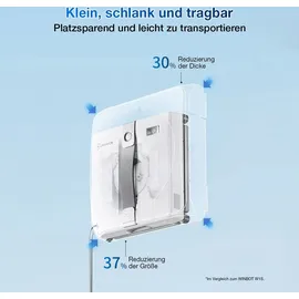 Ecovacs WINBOT Mini Fensterputzroboter, kompaktes Design, Doppel-Düsen mit Ultraschall-Zerstäubung, 9-Stufen-Schutzsystem, intelligente Pfadplanung, 3 Reinigungsmodi, Anti-Rutsch-System, Grau