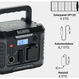 Balderia Power Set, tragbare Powerstation 500W mit faltbarem Solarpanel 120W