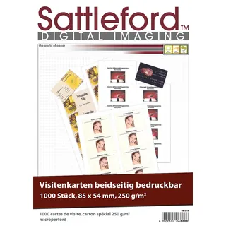 Sattleford Visitenkartenpapier: 1.000 Visitenkarten, microperforiert, Inkjet & Laser, 250g/m2, 85 x 54 (Visitenkarten Papier perforiert, Druckerpapier, drucken)