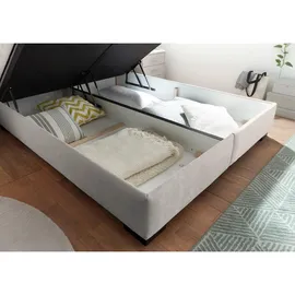 ed exciting design Boxbett ED EXCITING DESIGN "Nagol", beige, B:185cm L:214cm, 100% Polyester, Komplettbetten, mit Bettkasten, mit Wendematratze, erhältlich in verschiedenen Breiten