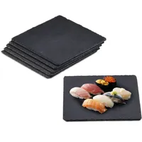 Relaxdays 12 x Schieferplatte, quadratisch, anthrazit