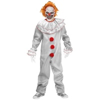 Fun World Kostüm Clown-Es-ker Horrorclown Kostüm für Kinder, Das ist Stephen, der King aller Horrorclowns! weiß 146-152