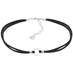 Elli Trend Choker Kreis Band Schwarz 925 Silber Ketten   Damen 