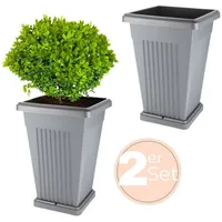 GarPet 2x Pflanzkübel Pyramide Pflanzkübel Groß Außen Blumenkübel Outdoor