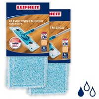 Leifheit 2er Set Wischbezug CLEAN TWIST M super soft 33cm für sensible Böden, Ersatzbezug mit Spezialfasern, Wischer Ersatzbezug für minimale Wasseraufnahme, ideal für Parkett, Laminat und Kork