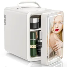 vinato Mini Kosmetik Kühlschrank 6 l 220 V AC/12 V DC  Weiß