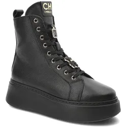 Schwarze Stiefeletten CheBello Gefütterte Lederschuhe, 39