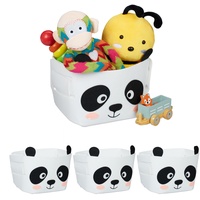 4 x Aufbewahrungskorb Spielzeugkorb Filzkorb Pandamotiv Kinderzimmerkorb faltbar