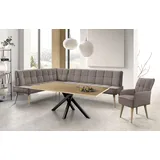 exxpo - sofa fashion Eckbank EXXPO - SOFA FASHION "Latte", latte, B:254cm H:95cm T:196cm, 94% PES, 6% NY, Sitzbänke, Eckbank, moderne Sitz- und Rückensteppung, bequem und elegant, hoher Holzfuß