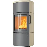 Kaminofen HARK 44-5.2 GT FlameKat Raumluftunabhängig 8 kW - Ofenkacheln: quarz-weiß - Korpus: titan