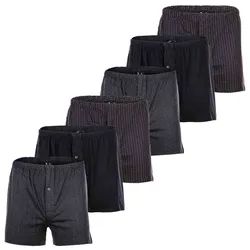 YOURBASICS Herren Jersey-Boxershorts, 6er Pack - Cotton, Eingriff mit Knopf, Muster, Multipack SchwarzMix M