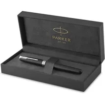 Parker Sonnet Füller | Matt-Schwarze Lackierung mit Palladiumzierteilen | Füllfederhalter mit mittlerer Feder | Geschenkbox