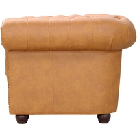 % CHESTERFIELD SET 1+2+3 SITZER SESSEL SCHLAFSOFA VINTAGE COGNAC LEDER LOOK