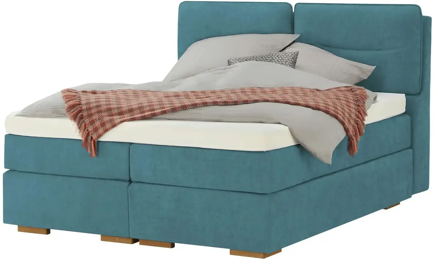 Wohnwert Boxspringbett mit Bettkasten Dormian Besta ¦ türkis/petrol ¦ Maße (cm): B: 200 H: 136