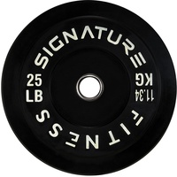 Signature Fitness Olympische Hantelscheiben mit Stahlnabe, 5,1 cm, 100% Naturkautschuk, Schwarz