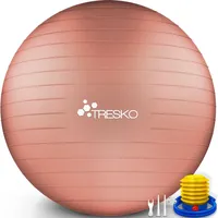 TRESKO Gymnastikball (Korallen-Rosé, 75cm) mit Pumpe Fitnessball Yogaball Sitzball