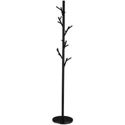Relaxdays Garderobenständer, Metall, 12 Haken, HxD: 176 x 30 cm, Kleiderständer Baumform, Jackenständer stabil, schwarz