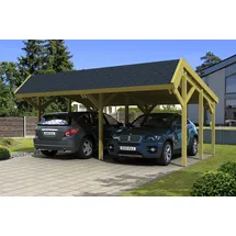 SKANHOLZ Doppelcarport Harz 6,24 x 2,19 m grün mit schwarzen Schindeln