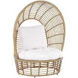 Outdoor/Indoor Korbsessel aus Rattan und Metall mit Kissen Boho Stil beige Lido