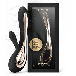 LELO SORAYA 2 Rabbit Vibrator,G Punkt Vibratoren, Dildo Vibrator, Klitoris Vibratoren für Frauen, wasserdichter Dildo für Frauen,mit Klitorisstimulation und Vibration, Black