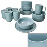 Ritzenhoff & Breker Ritzenhoff Jasper 18tlg Frühstücksset Graublau Steingut Teller Becher Schale