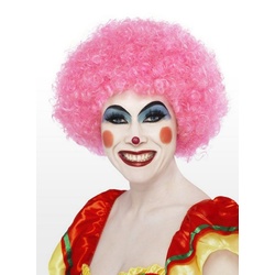 Smiffys Kostüm-Perücke Clown pink, Pinkes Clownskostüm Zubehör rosa